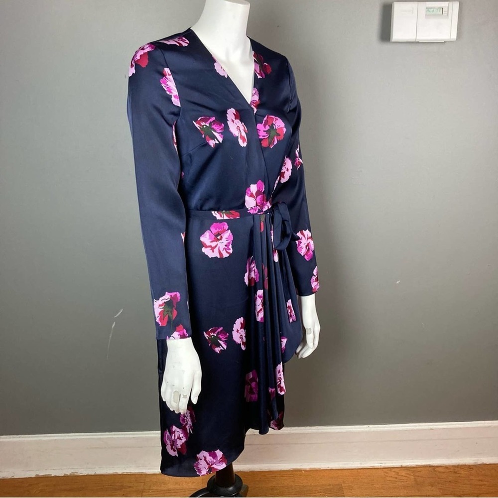 Joie wrap dress floral kimono style navy blue and pink XS / extra small - Picture 3 of 13